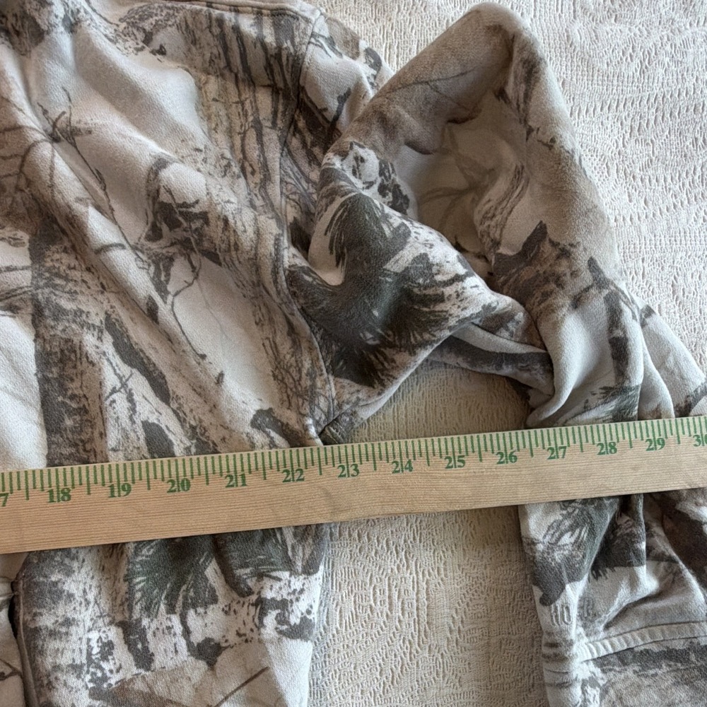 Hollister Men's M Boxy Fit Camo Fleece Pullover Hoodie Pockets Beige Gray Green - Picture 4 of 6